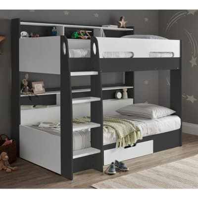 Polaris Grey and White Wooden Storage Bunk Bed