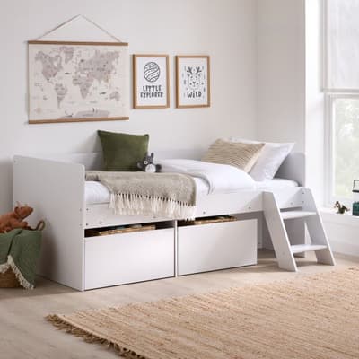 Poppy White Wooden Storage Cabin Bed
