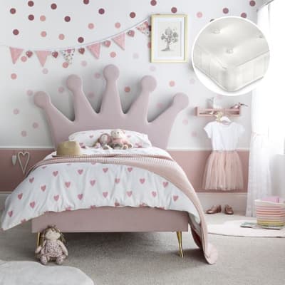 Princess Pink Velvet Bed with Clay Mattress Included