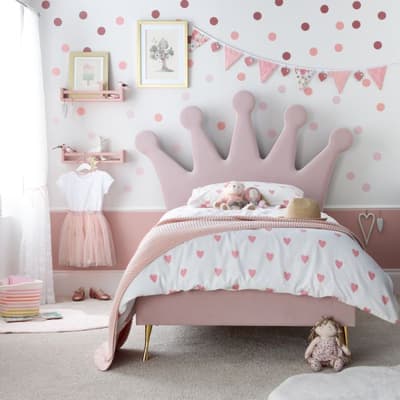 Princess Pink Velvet Kids Bed