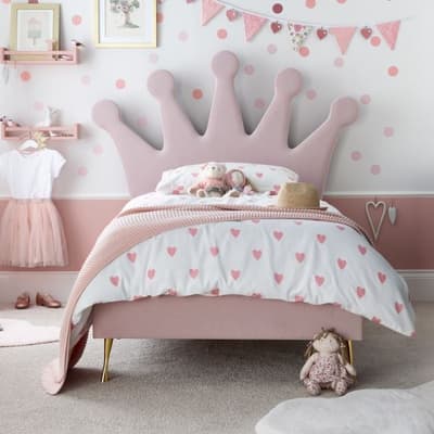 Princess Pink Velvet Kids Bed