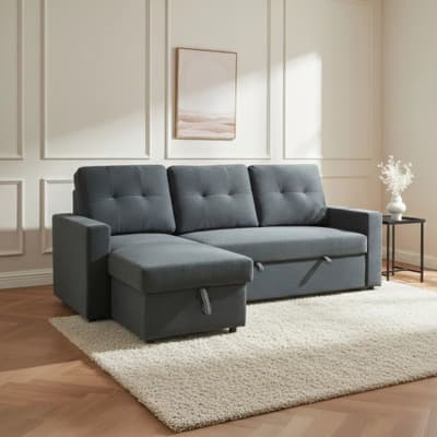 Reegan Grey Fabric Corner Sofa Bed
