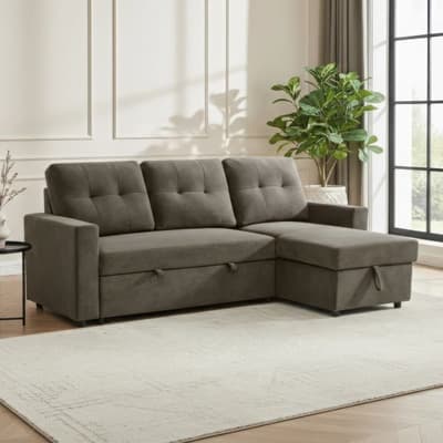 Reegan Taupe Fabric Corner Sofa Bed