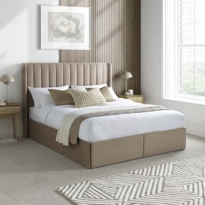 Reid Warm Stone Velvet 4 Drawer Storage Bed