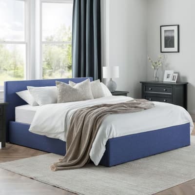 Rialto Blue Fabric Ottoman Storage Bed Frame