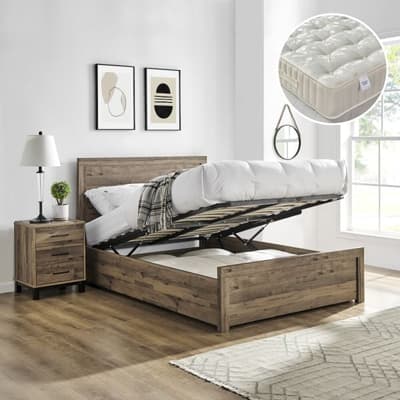 Rodley Oak Ottoman Bed with Ortho Royale Mattress Included