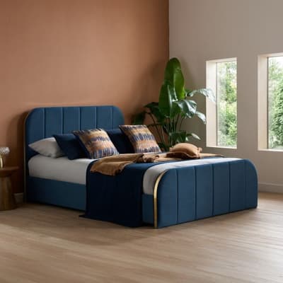 Rowan Blue and Gold Velvet Bed