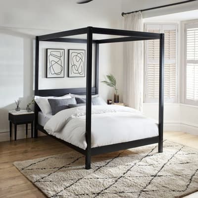 Roxanne Black Wooden Canopy Bed