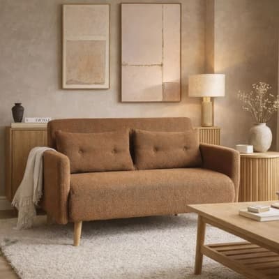 Roxy Brown Fabric 2-Seater Sofa Bed