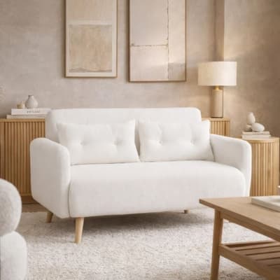Roxy White Fabric 2-Seater Sofa Bed