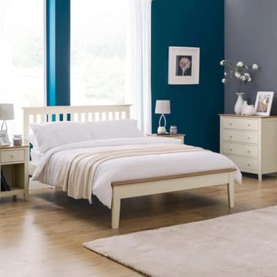 Salerno Ivory and Oak Finish Wooden Bed Salerno Ivory and Oak Finish Wooden Bed