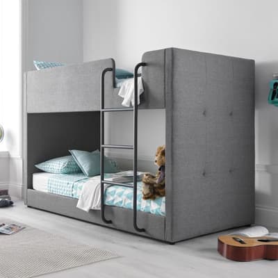 Saturn Grey Fabric Bunk Bed