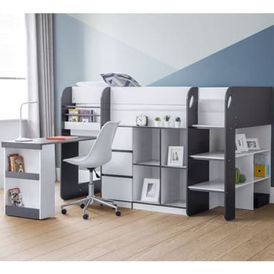 Saturn Grey and White Wooden Midsleeper Cabin Bed