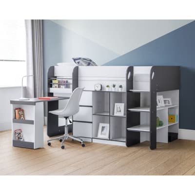 Saturn Grey and White Wooden Midsleeper Cabin Bed