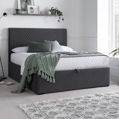 Sebastian Grey Velvet Ottoman Storage Bed