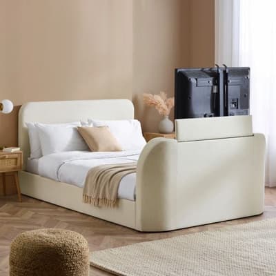 Shelly Cream Fabric Electric TV Bed Shelly Cream Fabric Electric TV Bed