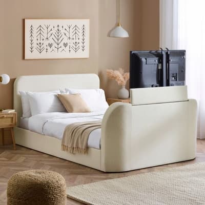 Shelly Cream Fabric Electric TV Bed Shelly Cream Fabric Electric TV Bed