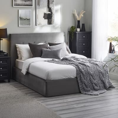 Shoreditch Grey Velvet Ottoman Storage Bed
