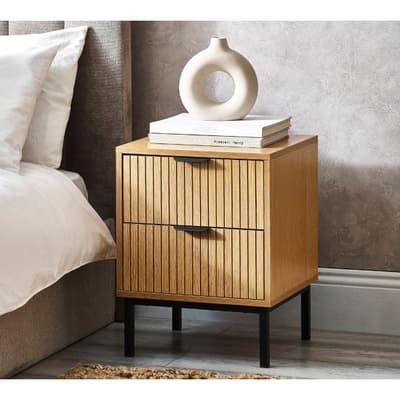 Sia Oak 2 Drawer Bedside Table