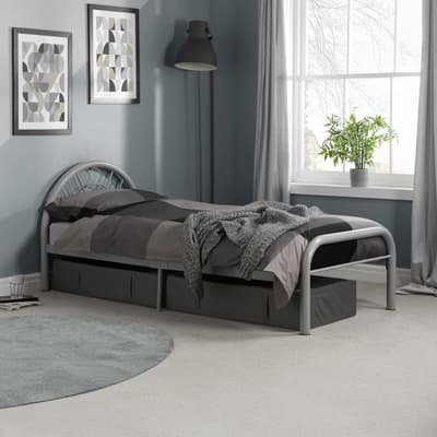Solo Silver Finish Metal Bed