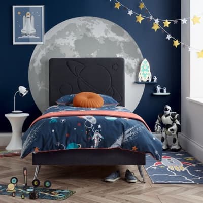 Space Dark Grey Velvet Kids Bed