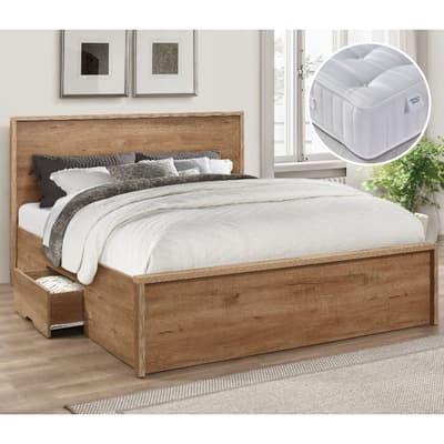 Stockwell Oak Storage Bed with Super Ortho Mattress Included