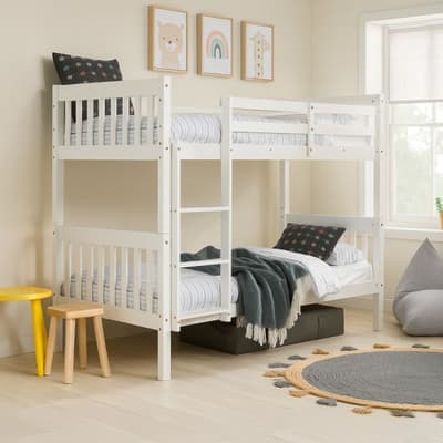 Suzie White Solid Pine Wooden Bunk Bed