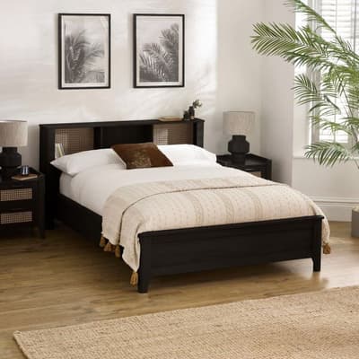 Sydney Black Rattan Effect Wooden Bookcase Bed