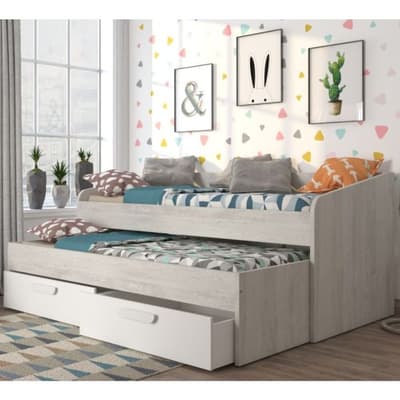 Terrassa Oak and White Wooden Guest Bed