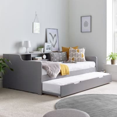 Tyler Grey Wooden Day Bed with Guest Bed Trundle