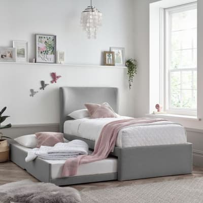 Una Grey Fabric Guest Bed with Trundle Una Grey Fabric Guest Bed with Trundle