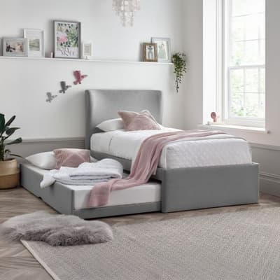 Una Grey Fabric Guest Bed with Trundle
