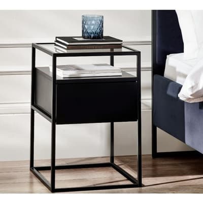 Universal Black 1 Drawer Bedside Table