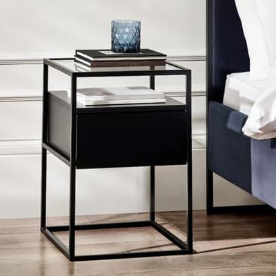 Universal Black 1 Drawer Bedside Table