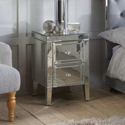 Valencia Mirrored 2 Drawer Bedside Table