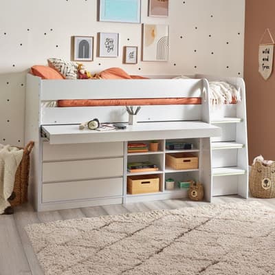 Vespa White Wooden Mid Sleeper