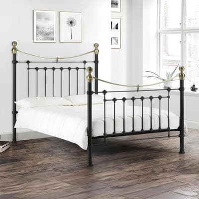 Victoria Satin Black Metal Bed