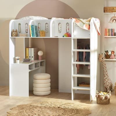 Vision White Wooden High Sleeper Bed