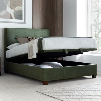 Walkworth Green Fabric Ottoman Storage Bed