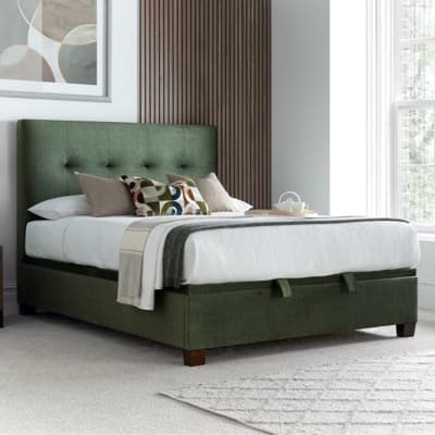 Walkworth Green Fabric Ottoman Storage Bed