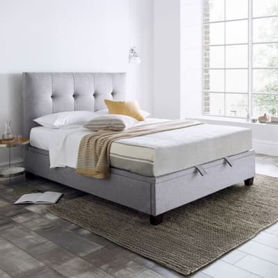 Walkworth Light Grey Fabric Ottoman Storage Bed