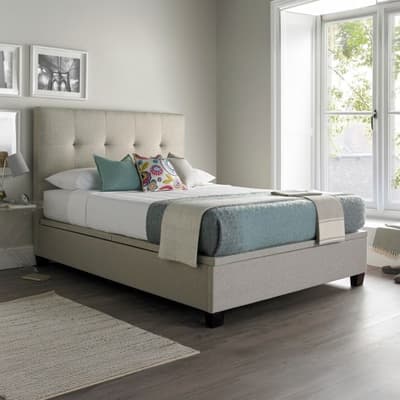 Walkworth Oatmeal Fabric Ottoman Storage Bed