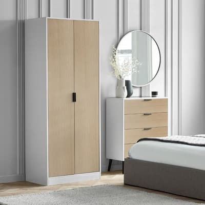 Alba White and Oak 2 Door Wardrobe