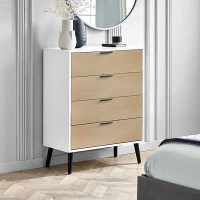 Alba White and Oak 4 Drawer Wide Chest