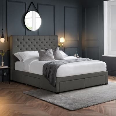 Wilton Dark Grey 4 Drawer Fabric Storage Bed