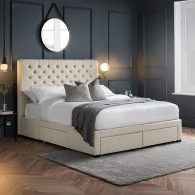 Wilton Oatmeal 4 Drawer Fabric Storage Bed