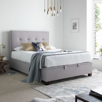 Yorkie Light Grey Fabric Ottoman Bed
