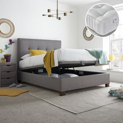Yorkie Grey Ottoman Bed with Signature 3000 Mattress Included