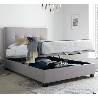 Yorkie Light Grey Fabric Ottoman Bed
