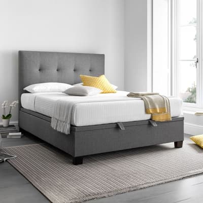 Yorkie Grey Fabric Ottoman Bed